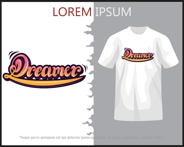 Vector diseño de letras quotdreamerquot aislado en camiseta blanca