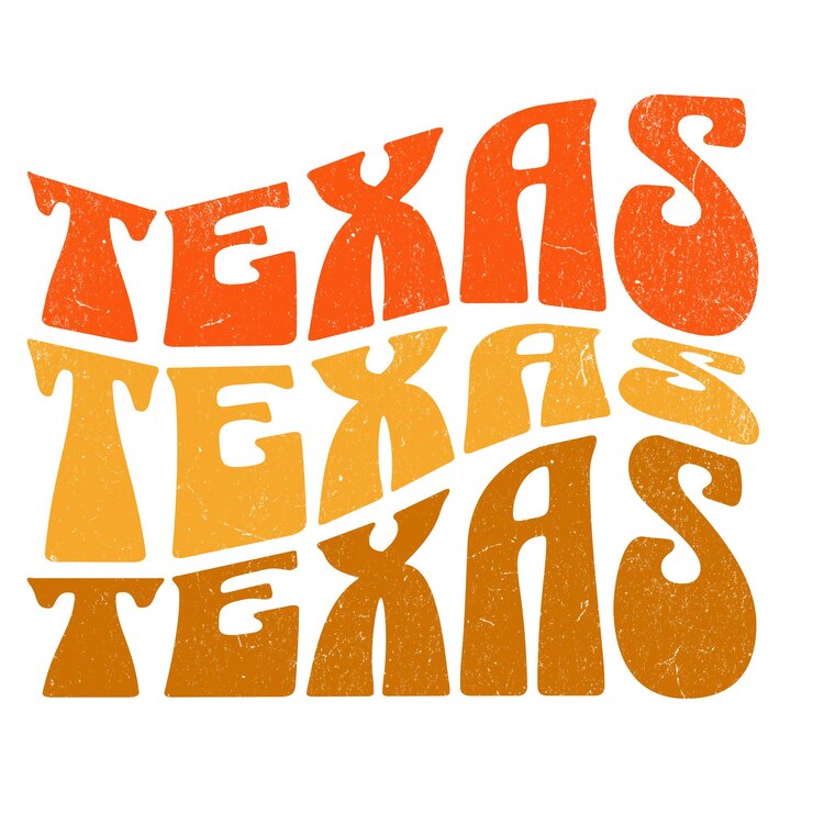 diseño de letras de texto ondulado de texas