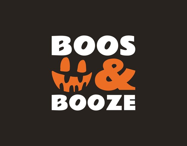 Diseño de letras de tipografía de abucheos y bebidas alcohólicas Diseño de camiseta de tipografía de Halloween