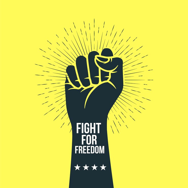 Vector diseño de letras de tipografía de lucha por la libertad dibujada a mano