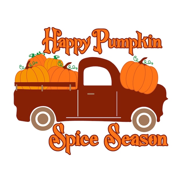 Diseño de letras tipográficas Happy Pumpkin Spice Season diseño de camiseta con letras de acción de gracias