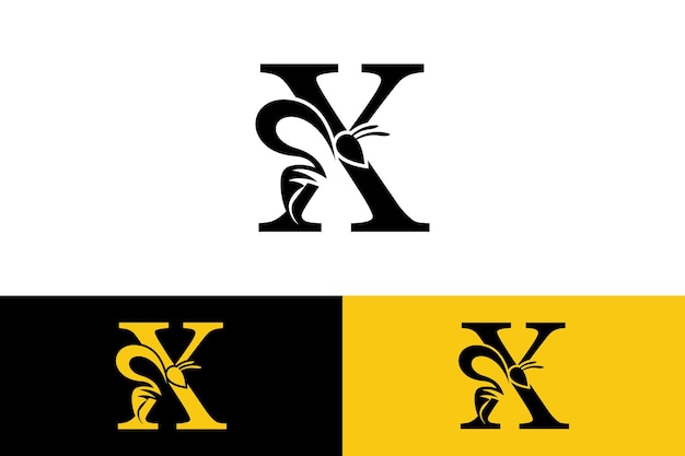 diseño de letras x con diseño de abejas concepto de ilustración
