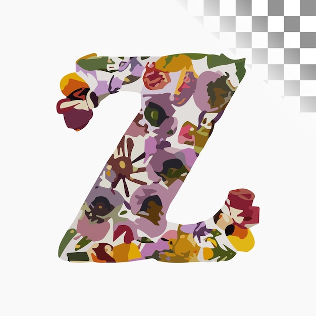 Vector diseño de letras z fuente elegante flores prensadas alfabeto