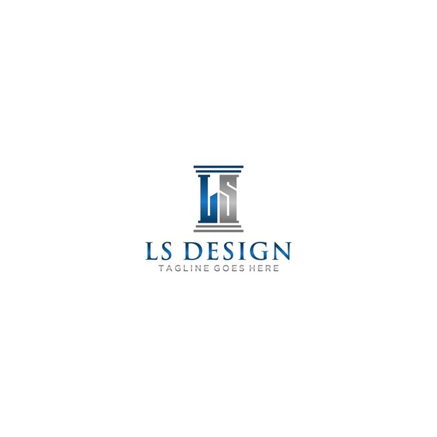 Diseño de letrero de logotipo de bufete de abogados inicial de LS