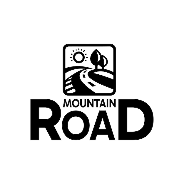 Diseño de letrero con el logotipo de Montain Road