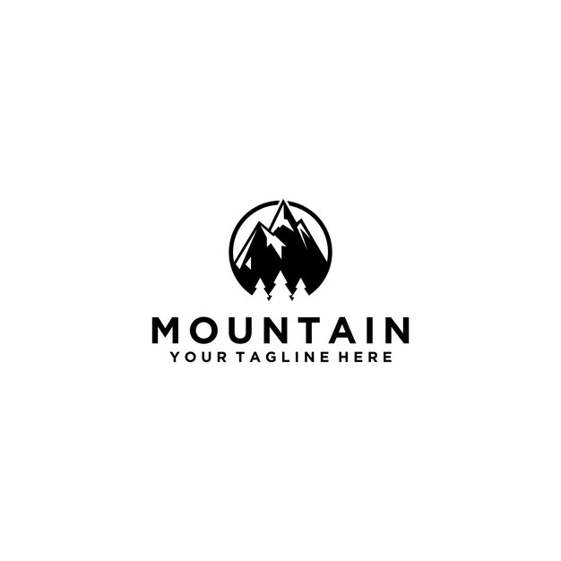 Diseño de letrero de logotipo de montaña