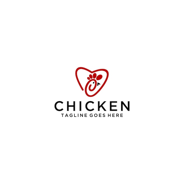 Diseño de letrero de logotipo de pollo y amor