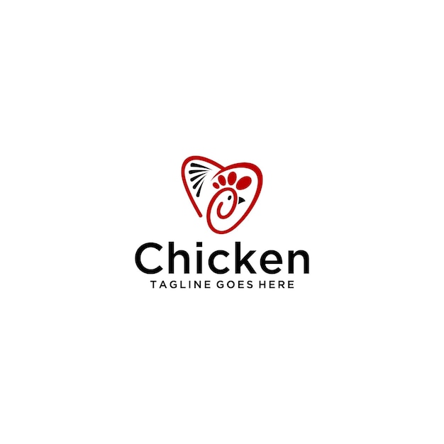 Diseño de letrero de logotipo de pollo y amor