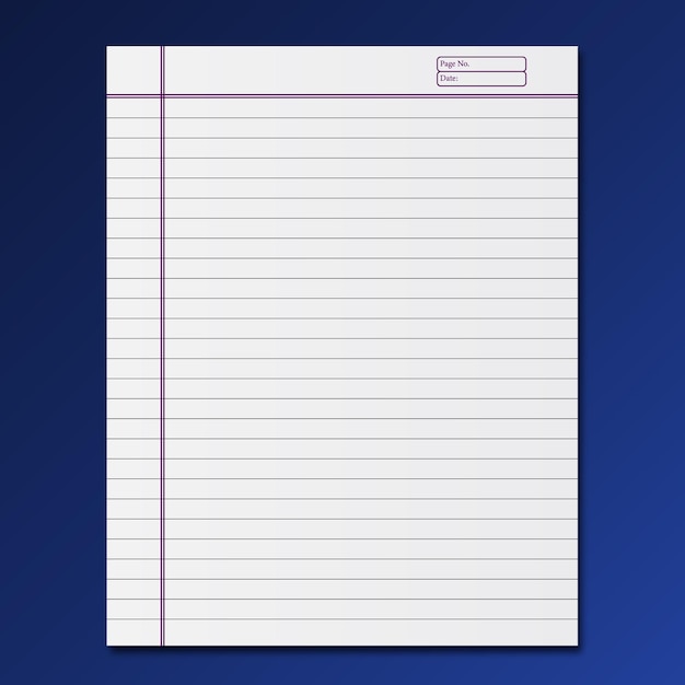 Vector diseño libre de papel de cuaderno blanco vectorial con fondo azul