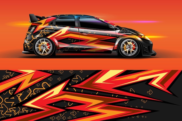 Diseño de librea de coche con fondo abstracto deportivo