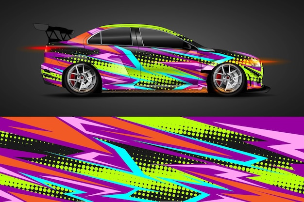 Diseño de librea de coche con fondo abstracto deportivo