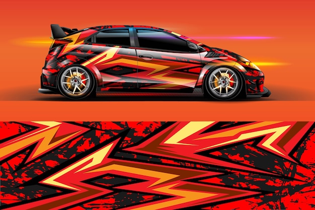 Diseño de librea de coche con fondo abstracto deportivo