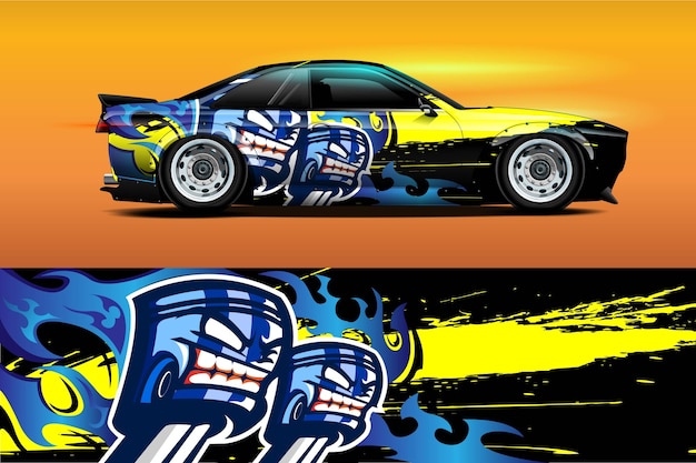 Diseño de librea de coche con fondo abstracto deportivo