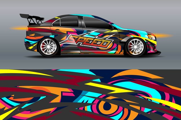 Diseño de librea de coche con fondo abstracto deportivo