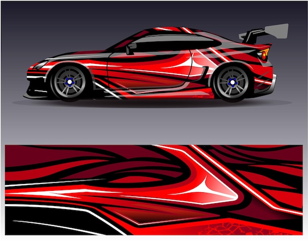 Diseño de librea de envoltura de carreras de autos deportivos. diseño vectorial