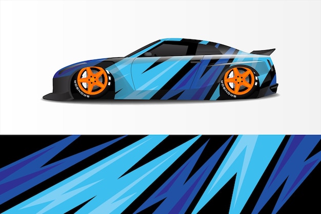 Diseño de librea de envoltura de coche de carreras azul oscuro