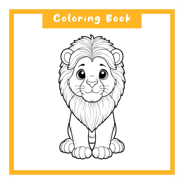 Diseño de libros para colorear para niños Diseño simple de león