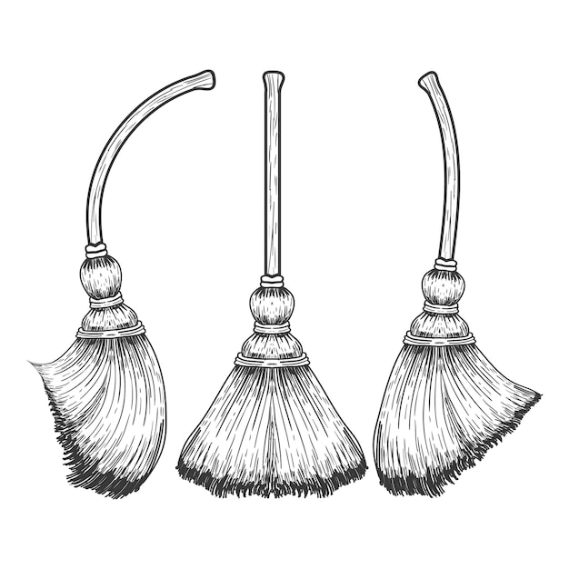 Diseño de limpieza de escoba en blanco y negro