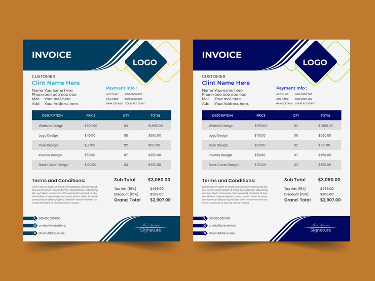Diseño limpio y creativo de la factura