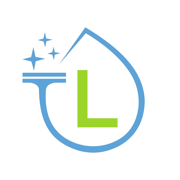 Diseño limpio del logotipo en la letra l con símbolo de agua