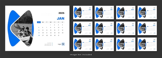 Diseño limpio de plantillas de calendario de escritorio para el año nuevo de 2025