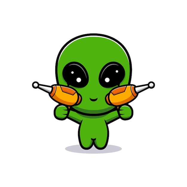 Diseño de lindo alien y pistola.