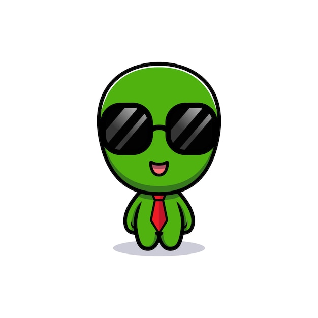 Diseño de lindo alienígena con gafas negras.