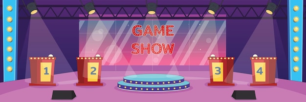 Diseño lindo y bonito de Game Show con muebles y objetos interiores diseño vectorial