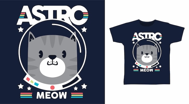 Diseño lindo de la camiseta del astronauta del gato astromeow