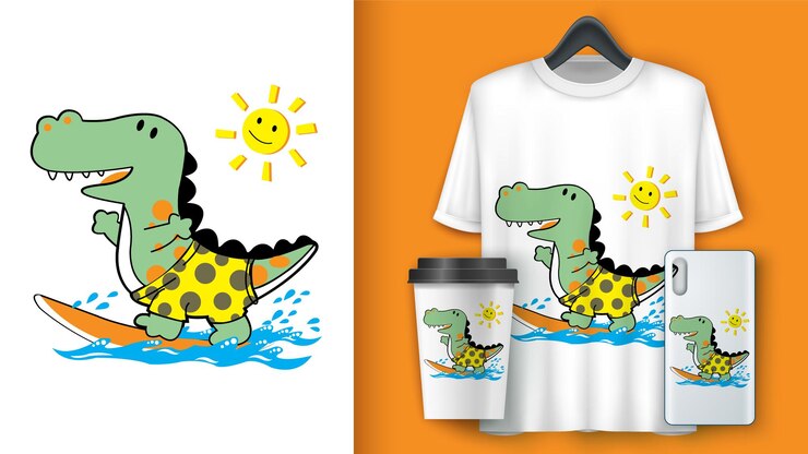 Vector diseño lindo de la camiseta del dinosaurio