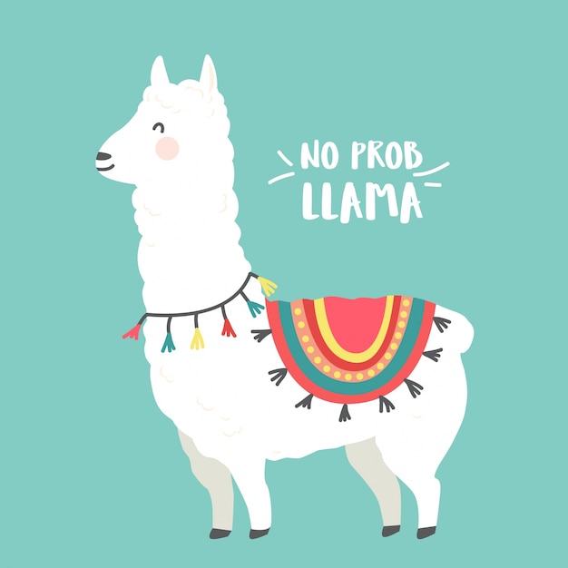 Diseño lindo de dibujos animados de llama