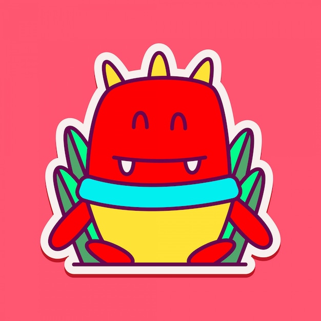 Diseño lindo del doodle del personaje del monstruo