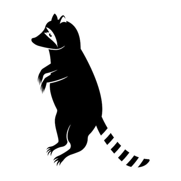 Diseño lindo del ejemplo del icono del vector del logotipo del mapache negro
