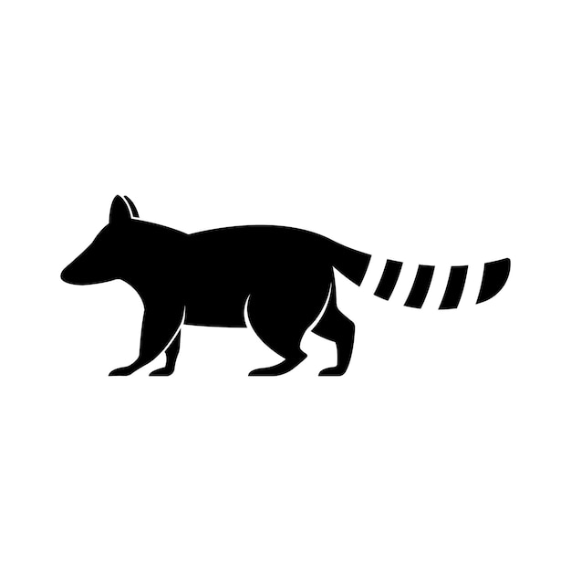 Diseño lindo del ejemplo del icono del vector del logotipo del mapache negro