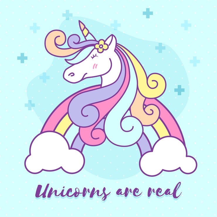 Vector diseño lindo del ejemplo del personaje de dibujos animados del unicornio