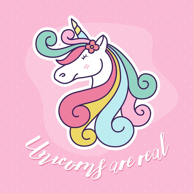 Vector diseño lindo del ejemplo del personaje de dibujos animados del unicornio