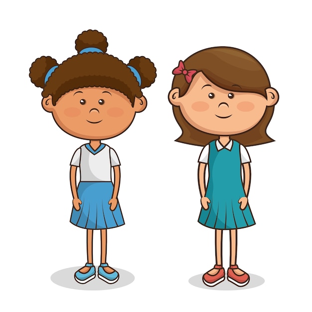 diseño lindo del ejemplo del vector del carácter de los pequeños niños