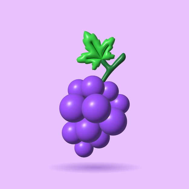 Diseño lindo del ejemplo del vector del icono 3d de la fruta de las uvas