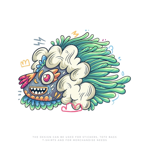 Diseño lindo del ejemplo del vector del monstruo colorido