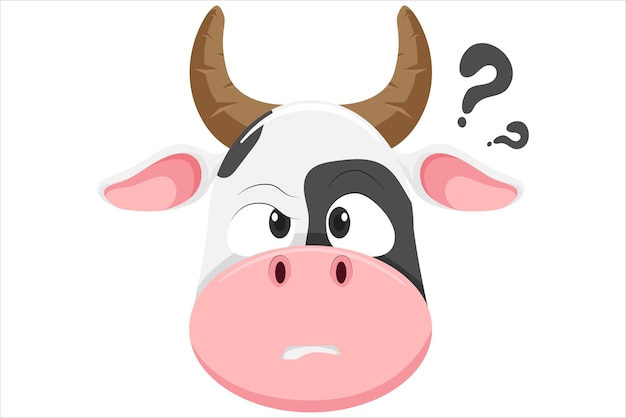 Diseño lindo de etiqueta de expresión de vaca