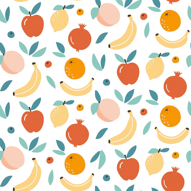 Diseño lindo del fondo del modelo de la mezcla de la fruta linda | Vector Premium Diseño lindo del fondo del modelo de la mezcla de la fruta linda | Vector Premium