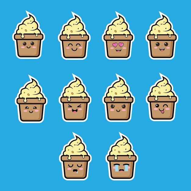 Diseño lindo del icono de la taza de helado