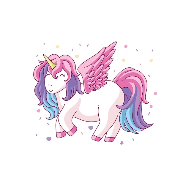 Diseño lindo de la ilustración del unicornio