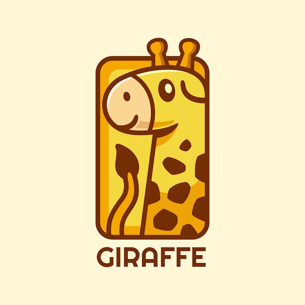 Vector diseño lindo del logotipo de la historieta de la jirafa