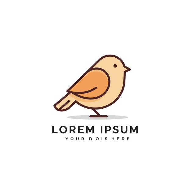 Diseño lindo del logotipo del pájaro