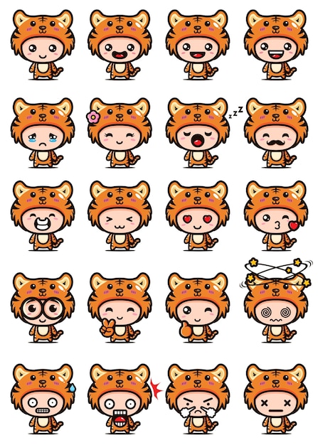 diseño lindo de la mascota del tigre