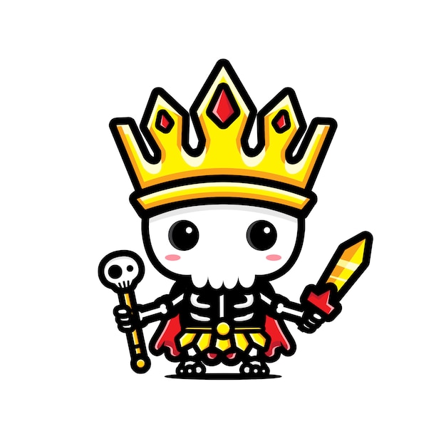Diseño lindo del personaje del cráneo del rey