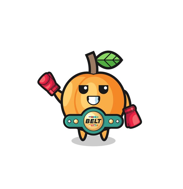 Diseño lindo del personaje de la mascota del boxeador de albaricoque