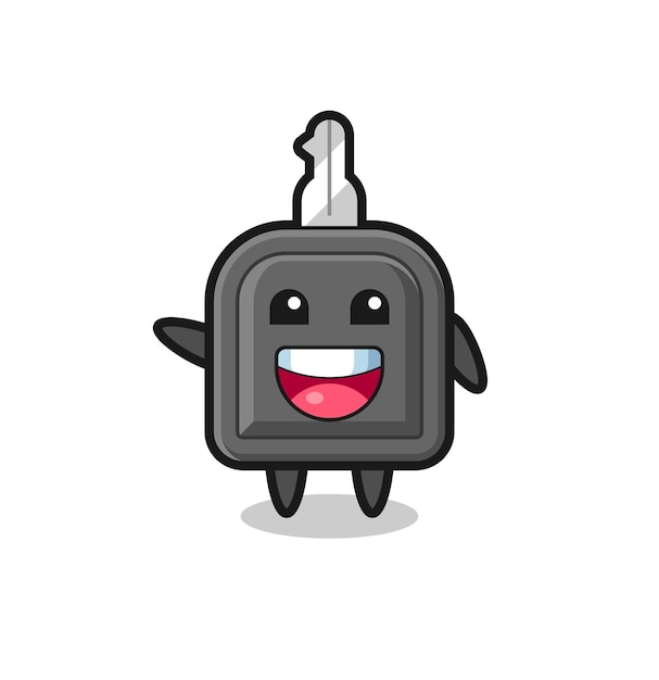 Diseño lindo del personaje de la mascota linda de la llave del coche feliz