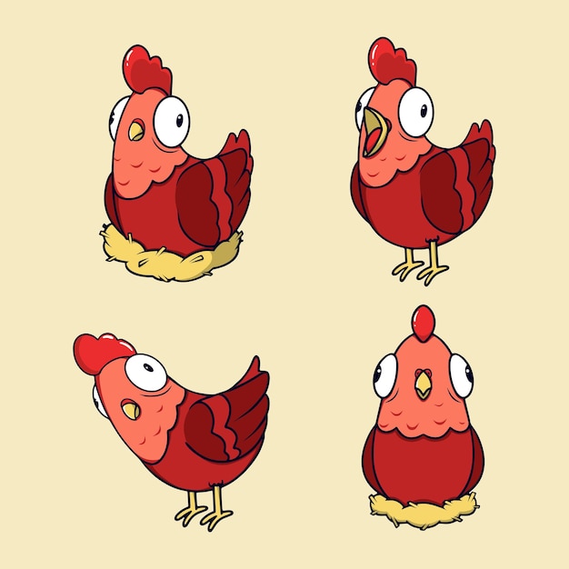 Diseño lindo pollo arte vectorial